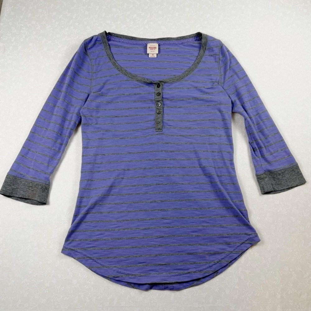 Y2K Bella Swan Mossimo Striped Half Sleeve Henley Top Size S